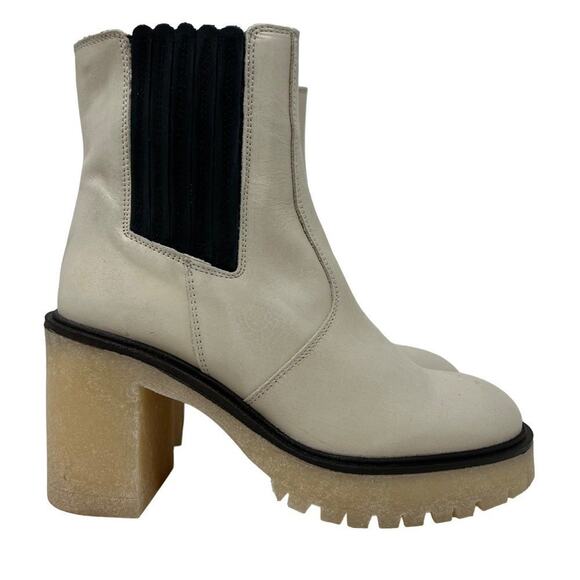Free People James Chunky Heel Chelsea Boot White 40 Boho Retro Western - Picture 3 of 8